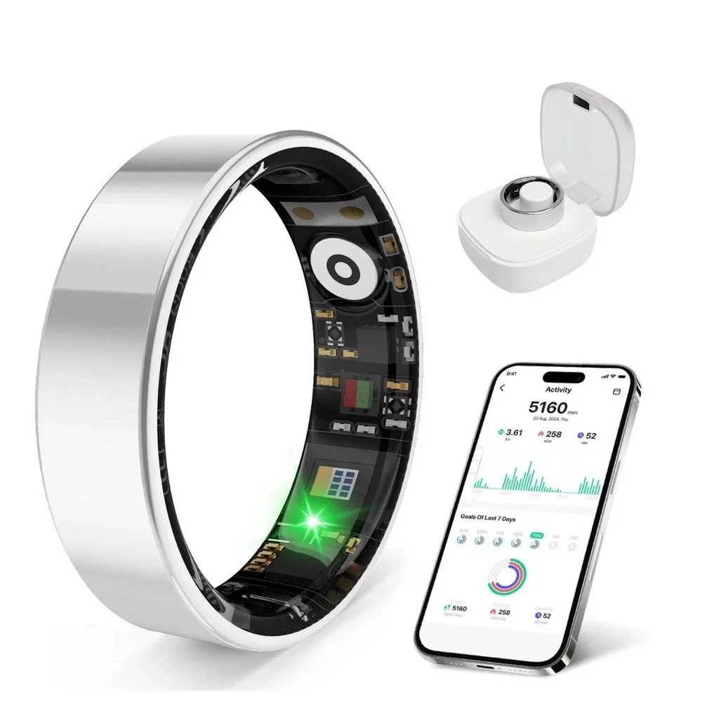 J-RING Smart Ring Women Men Size 8 Fitness Tracker SpO2 Titanium Waterproof NEW